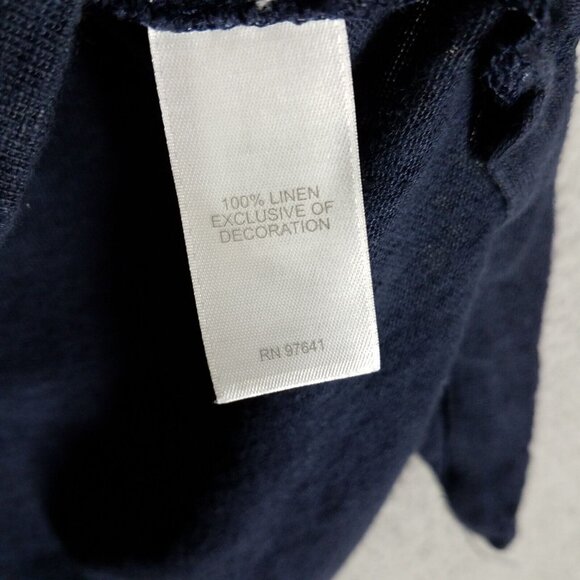 J. Jill Linen Shirt Women's Large Blue Floral Embroidered V-Neck Beach Casual - Picture 10 of 10